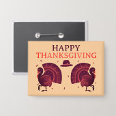 Happy Thanksgiving Turkey Button (Vorderseite/Rückseite)