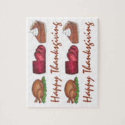 Happy Thanksgiving Turkey Cranberry Pie Holiday Puzzle (Vertikal)