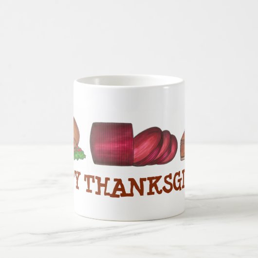 Happy Thanksgiving Turkey Cranberry Pie Slice Tass Kaffeetasse (Mittel)
