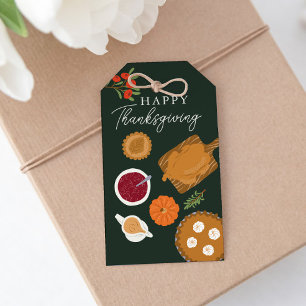 Happy Thanksgiving Turkey Dinner Green Geschenkanhänger