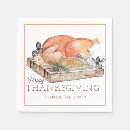 Happy Thanksgiving Turkey Dinner Napkin Serviette