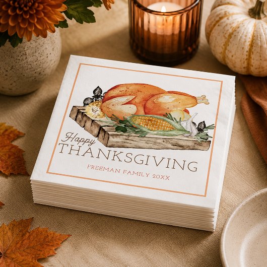 Happy Thanksgiving Turkey Dinner Napkin Serviette