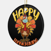 Happy Thanksgiving Turkey Face Mask Quarantine Keramik Ornament (Links)