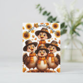 Happy Thanksgiving Turkey Family Card Postkarte (Stehend Vorderseite)