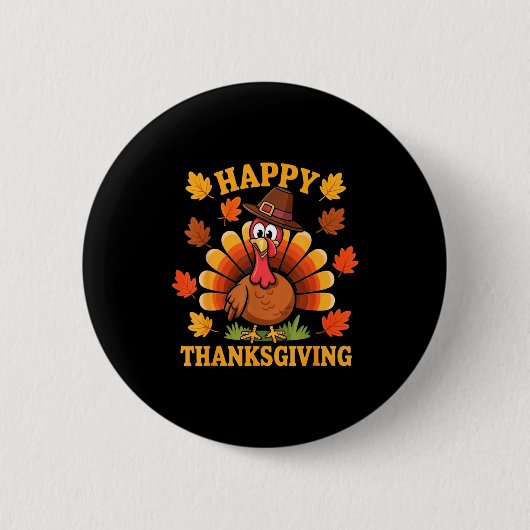 Happy Thanksgiving Turkey Family Dinner Thanksgivi Button (Vorderseite)