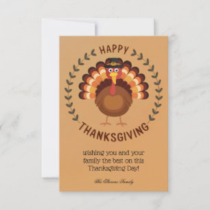 Happy Thanksgiving Turkey Flat Grußkarte Karte