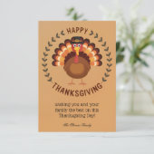 Happy Thanksgiving Turkey Flat Grußkarte Karte (Stehend Vorderseite)