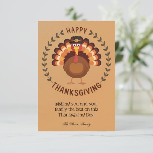 Happy Thanksgiving Turkey Flat Grußkarte Karte (Stehend Vorderseite)