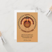 Happy Thanksgiving Turkey Flat Grußkarte Karte (Vorderseite/Rückseite Beispiel)