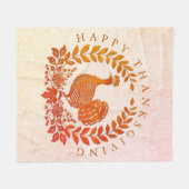 Happy Thanksgiving Turkey Fleece Blanket (Vorderseite (Horizontal))
