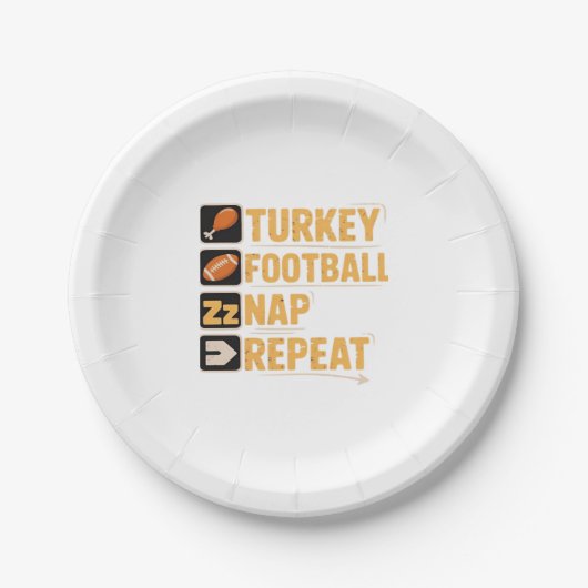 Happy Thanksgiving Turkey Football Nickerchen Wied Pappteller (Vorderseite)