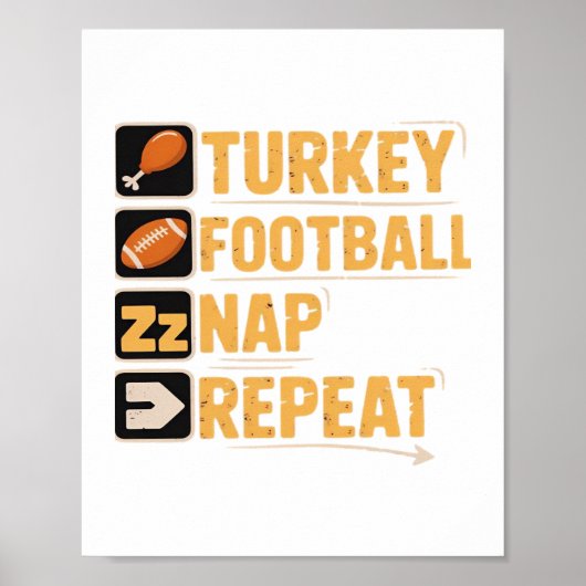 Happy Thanksgiving Turkey Football Nickerchen Wied Poster (Vorne)