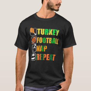 Happy Thanksgiving Turkey Football Nickerchen Wied T-Shirt