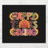Happy Thanksgiving Turkey Funny Pumpkin Jahreszeit Bierflaschenetikett (Einzelnes Label)
