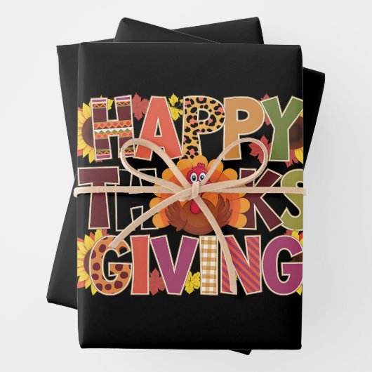 Happy Thanksgiving Turkey Funny Pumpkin Jahreszeit Geschenkpapier Set (Beispiel)