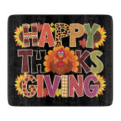 Happy Thanksgiving Turkey Funny Pumpkin Jahreszeit Schneidebrett (Vorderseite)