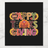 Happy Thanksgiving Turkey Funny Pumpkin Jahreszeit Weinetikett (Einzelnes Label)