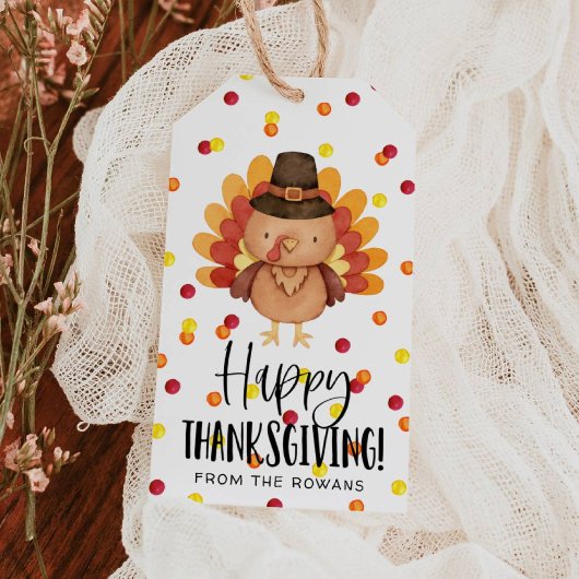 Happy Thanksgiving Turkey Gift Tag Geschenkanhänger