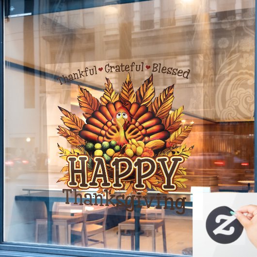 Happy Thanksgiving Turkey Kleben Fensteraufkleber (Café-Fenster)