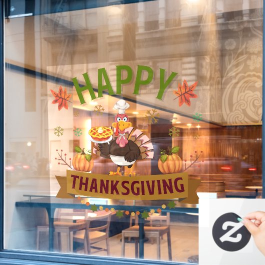 Happy Thanksgiving Turkey Kleben Fensteraufkleber (Café-Fenster)