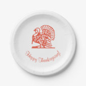 Happy Thanksgiving Turkey Orange Paper Plate Pappteller (Vorderseite)