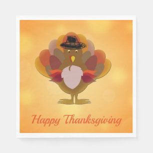 Happy Thanksgiving Turkey Orange Serviette