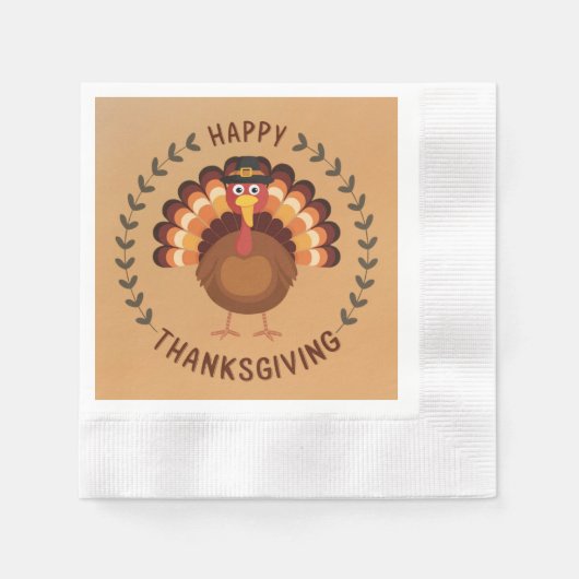 Happy Thanksgiving Turkey Paper Napkin Serviette (Vorderseite)