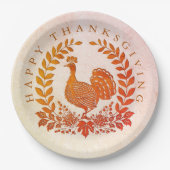 Happy Thanksgiving Turkey Paper Plate Pappteller (Vorderseite)