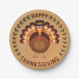 Happy Thanksgiving Turkey Paper Plate Pappteller
