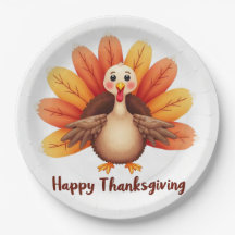 Happy Thanksgiving Turkey Paper Plates