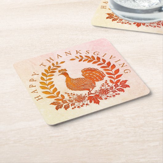 Happy Thanksgiving Turkey Paper Untersetzer (angewinkelt)