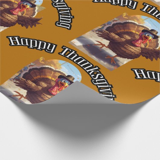 Happy Thanksgiving Turkey Parade Geschenkpapier (Ecke)