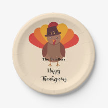 Happy Thanksgiving Turkey Personalisiert Paper Pla