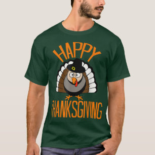 Happy Thanksgiving Turkey Pilgrim Hat T-Shirt