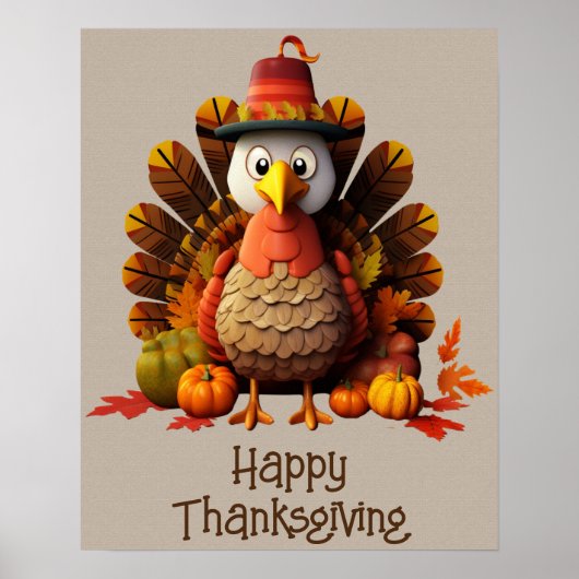Happy Thanksgiving Turkey Poster (Vorne)