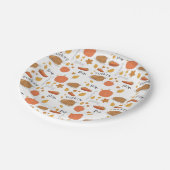 Happy Thanksgiving Turkey & Pumpkin Pie Pappteller (Schrägansicht)