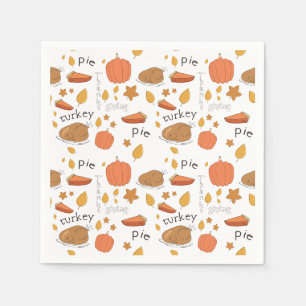 Happy Thanksgiving Turkey & Pumpkin Pie Serviette