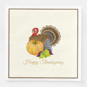 Happy Thanksgiving Turkey Pumpkin Trauben Party Serviette