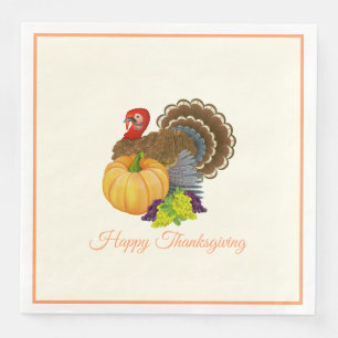 Happy Thanksgiving Turkey Pumpkin Trauben Party Serviette