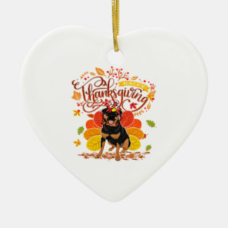 Happy Thanksgiving Turkey Rottweiler Hausbesitzer Keramik Ornament