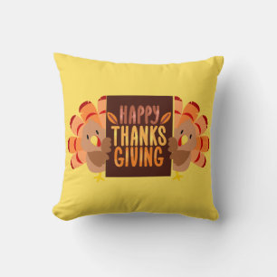 Happy Thanksgiving Turkey Throw Kissen