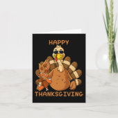 Happy Thanksgiving Turkey Throwing Food Fun Boys K Karte (Vorderseite)