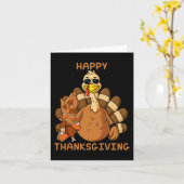 Happy Thanksgiving Turkey Throwing Food Fun Boys K Karte (Gelbe Blume)