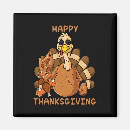Happy Thanksgiving Turkey Throwing Food Fun Boys K Magnet (Vorne)
