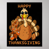 Happy Thanksgiving Turkey Throwing Food Fun Boys K Poster (Vorne)