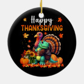 Happy Thanksgiving Turkey umarmt Dinosaurier-Freun Keramik Ornament (Hinten)