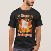 Happy Thanksgiving Turkish Angora Cat I'm Thankful T-Shirt (Vorderseite)