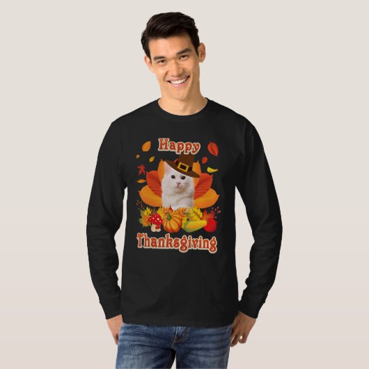 Happy Thanksgiving Turkish Angora Cat I'm Thankful T-Shirt (Vorne ganz)