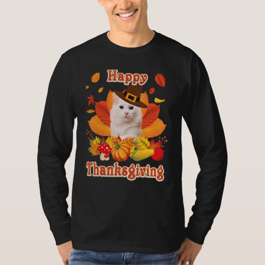Happy Thanksgiving Turkish Angora Cat I'm Thankful T-Shirt (Vorderseite)