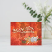 Happy Thanksgiving Typografie Autumn Leaf Pumpkins Postkarte (Stehend Vorderseite)